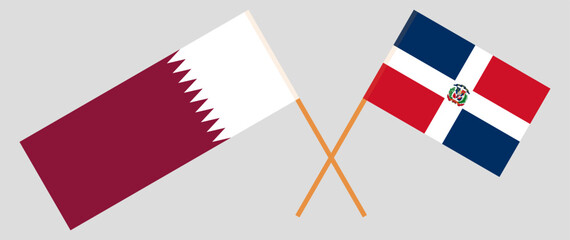 Crossed flags of Qatar and Dominican Republic. Official colors. Correct proportion