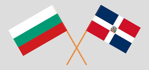 Crossed flags of Bulgaria and Dominican Republic. Official colors. Correct proportion