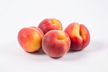 Fototapeta na wymiar Four peaches stacked on top of each other