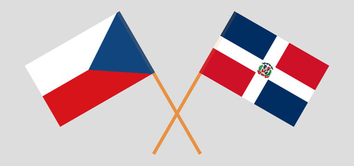 Crossed flags of Czech Republic and Dominican Republic. Official colors. Correct proportion