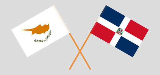 Crossed flags of Cyprus and Dominican Republic. Official colors. Correct proportion