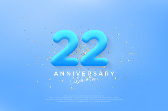 Simple and modern 22nd anniversary, birthday celebration vector background. Premium vector for poster, banner, celebration greeting.