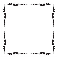 Elegant pointy black and white monochrome ornamental border for greeting cards, banners, invitations. Vector frame for all sizes and formats. Isolated vector illustration.