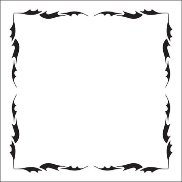 Elegant pointy black and white monochrome ornamental border for greeting cards, banners, invitations. Vector frame for all sizes and formats. Isolated vector illustration.