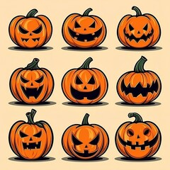 halloween pumpkin set. Generative AI.