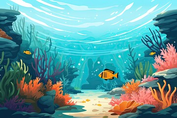 Fototapeta na wymiar beautiful underwater world blue reef illustration