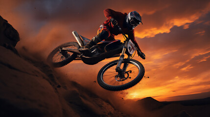 Obraz premium Motocross Racers on Dirt . Extreme Sports and Motorsports photos. Ai generative.