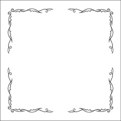 Elegant pointy black and white monochrome ornamental border for greeting cards, banners, invitations. Vector frame for all sizes and formats. Isolated vector illustration.