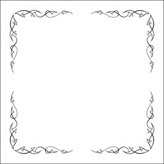 Elegant pointy black and white monochrome ornamental border for greeting cards, banners, invitations. Vector frame for all sizes and formats. Isolated vector illustration.