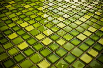 A vibrant green mosaic tile up close