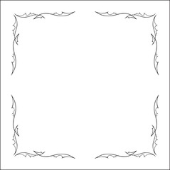 Elegant pointy black and white monochrome ornamental border for greeting cards, banners, invitations. Vector frame for all sizes and formats. Isolated vector illustration.