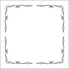 Elegant pointy black and white monochrome ornamental border for greeting cards, banners, invitations. Vector frame for all sizes and formats. Isolated vector illustration.