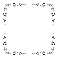 Elegant black and white monochrome ornamental border for greeting cards, banners, invitations. Vector frame for all sizes and formats. Isolated vector illustration.