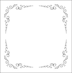 Elegant black and white monochrome ornamental border for greeting cards, banners, invitations. Vector frame for all sizes and formats. Isolated vector illustration.