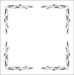 Elegant black and white monochrome ornamental border for greeting cards, banners, invitations. Vector frame for all sizes and formats. Isolated vector illustration.