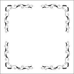 Elegant black and white monochrome ornamental border for greeting cards, banners, invitations. Vector frame for all sizes and formats. Isolated vector illustration.