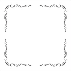 Elegant pointy black and white monochrome ornamental border for greeting cards, banners, invitations. Vector frame for all sizes and formats. Isolated vector illustration.