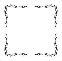 Elegant pointy black and white monochrome ornamental border for greeting cards, banners, invitations. Vector frame for all sizes and formats. Isolated vector illustration.