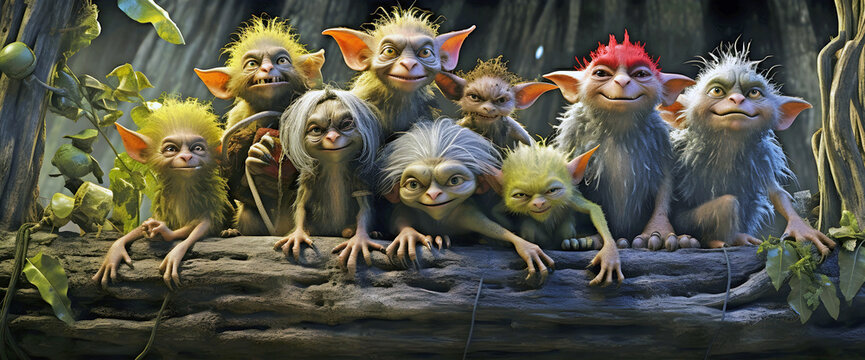 Panorama of goblins.AI generated.