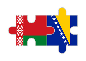 puzzle pieces of belarus and bosnia flags. vector illustration isolated on white background