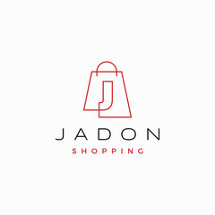 j letter Shop Shopping Bag Logo Vector Icon illustration - obrazy, fototapety, plakaty