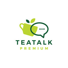 Talk Tea Chat Bubble Logo Vector Icon Illustration