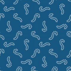 Fototapeta na wymiar Danger Bacteria vector concept blue thin line seamless pattern