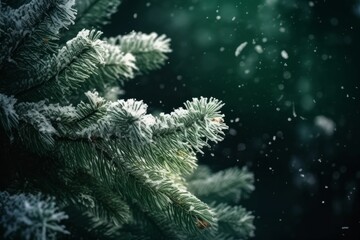 Fototapeta na wymiar A snow-covered pine tree up close