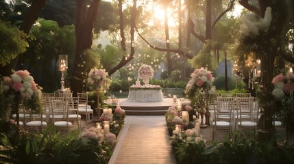 Obraz premium Wedding Arch with Flowers and Greenery