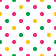seamless pattern colorful polka dots vector illustration,isolated on white background.