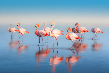 flamingos in the water - Generative AI