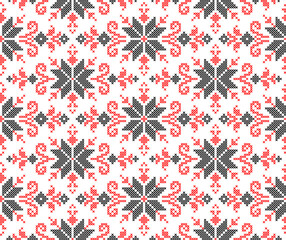 Seamless pattern of Ukrainian ornament in ethnic style, identity, vyshyvanka, embroidery for print clothes, websites, banners, poster. Vector illustration background