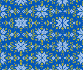 Seamless pattern of Ukrainian ornament in ethnic style, identity, vyshyvanka, embroidery for print clothes, websites, banners, poster. Vector illustration background