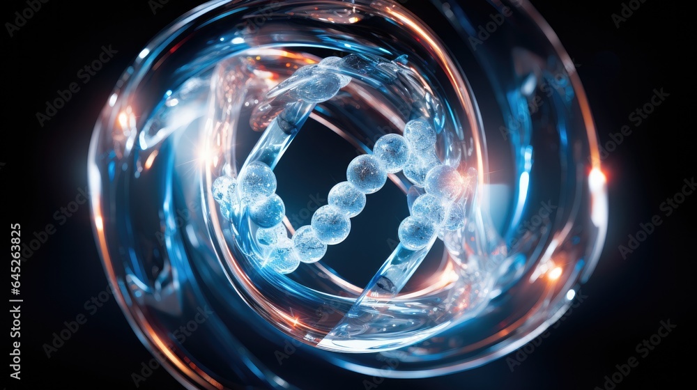 Poster a close up of a strange glass object with a spiral design. generative ai.