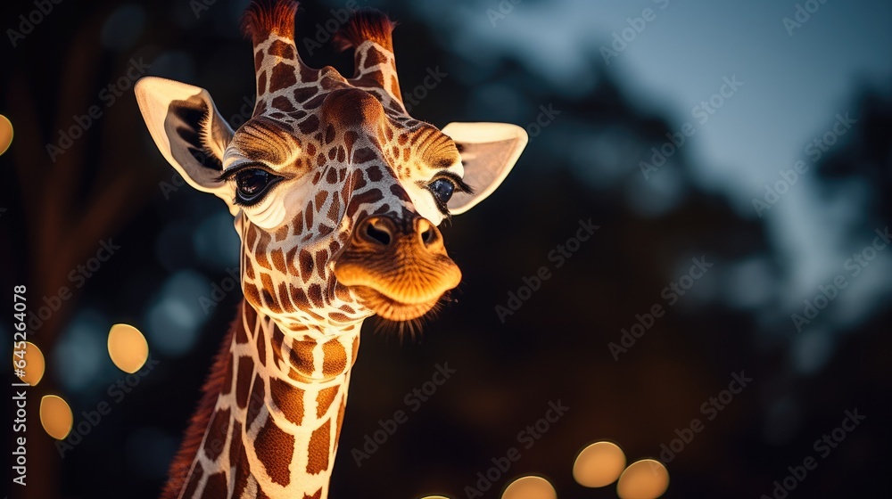 Poster a close up of a giraffe