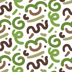 Pattern colored lines swirled vector seamless pattern. Wavy and curly lines, round shapes. Abstract wallpaper design, fashionable textile print. Wavy and twisted lines. Printing on textiles and paper