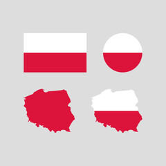 Poland national map and flag vectors set....