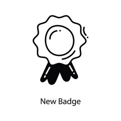 New Badge doodle Icon Design illustration. Marketing Symbol on White background EPS 10 File