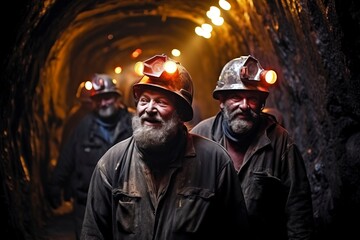 Dedicated miners work hard underground, extracting valuable resources in a challenging industrial environment. 'generative AI'	
