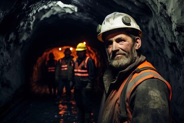 Obraz premium Dedicated miners work hard underground, extracting valuable resources in a challenging industrial environment. 'generative AI' 