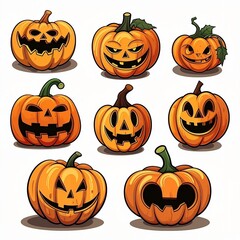 halloween pumpkins set. Generatuve AI.