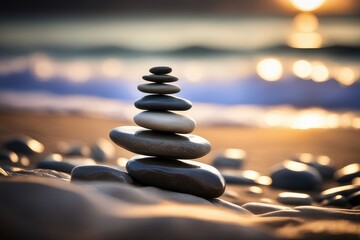Obraz na płótnie Canvas stack of stones on the beach