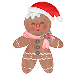 Merry Christmas watercolor set  of  decor santaclaus, snowaman,reinddeer,pine,  bakings sncks, gift boxes,  and bolls. 