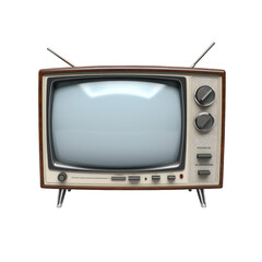 Isolated classic 90s tube analog television on cutout PNG  transparent background