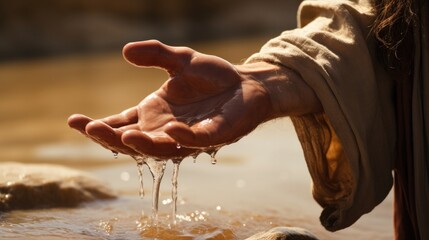 John the Baptist. Hand with water dripping