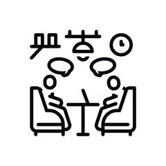 Black line icon for discussed 