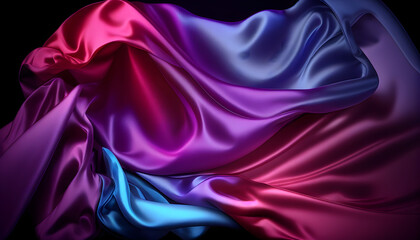 Black blue violet purple maroon red magenta silk satin. Color gradient. Colorful abstract background. generative ai.