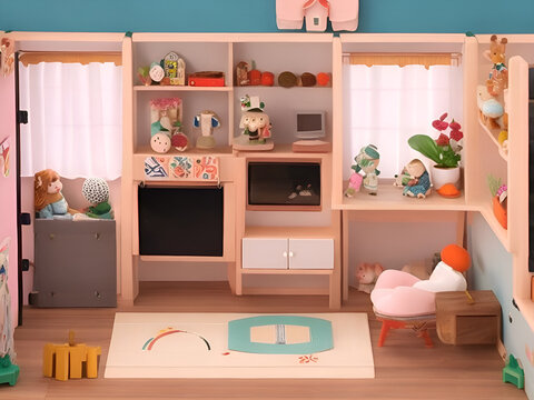 livingroom for dolls in toca boka style, no dolls in the room