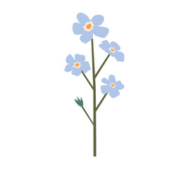 Blue flower flat illustration