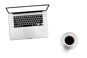 a modern laptop computer on transparent background